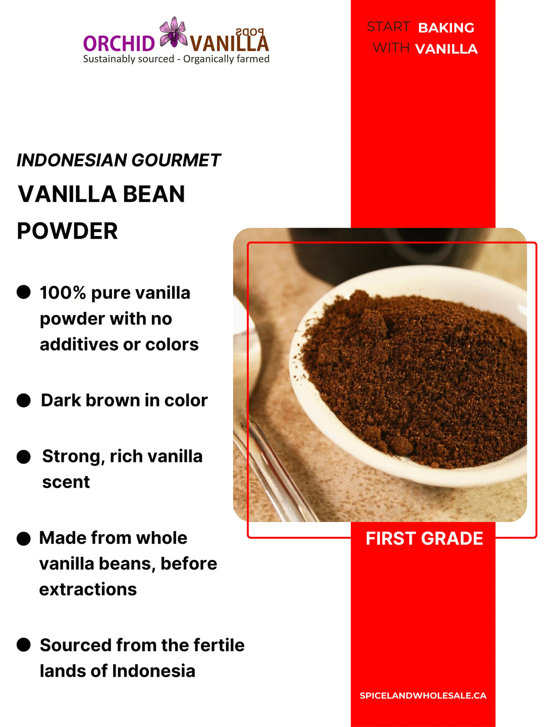 Indonesian Ground Vanilla Bean Powder Planifolia <br> First Grade<BR>