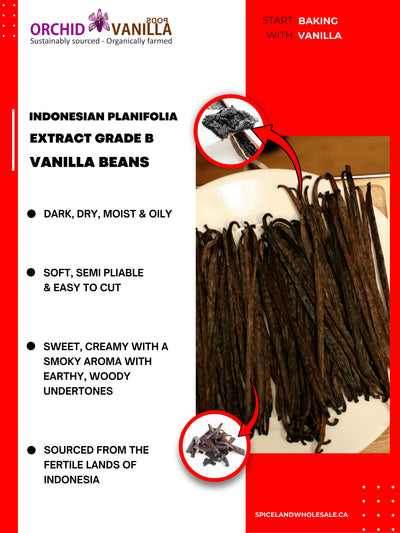 Indonesian Vanilla Beans (Sumatra) Planifolia Extract Grade-B<br>For Extract Making<br>1/4 lb, 1/2 lb, 1 lb, 2 lb