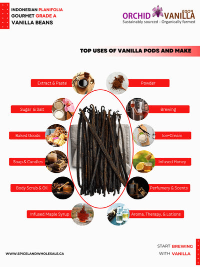 Indonesian Vanilla Beans (Sumatra) Planifolia Extract Grade-B<br>For Extract Making<br>1/4 lb, 1/2 lb, 1 lb, 2 lb