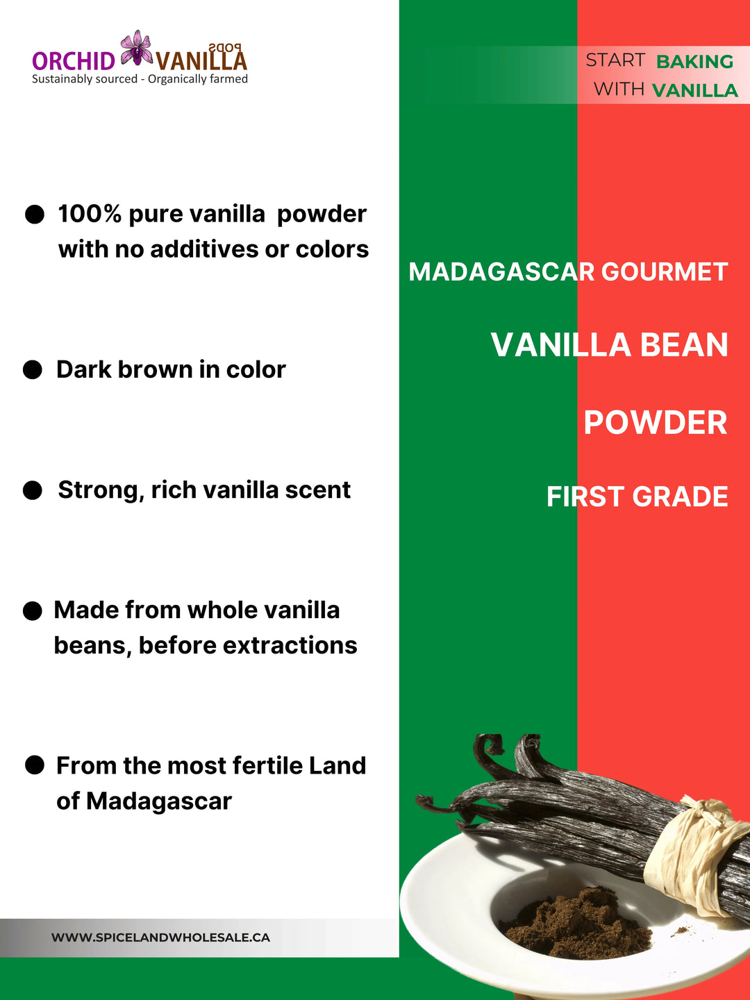 Madagascar Ground Vanilla Bean Powder Gourmet <br> First Grade<BR>