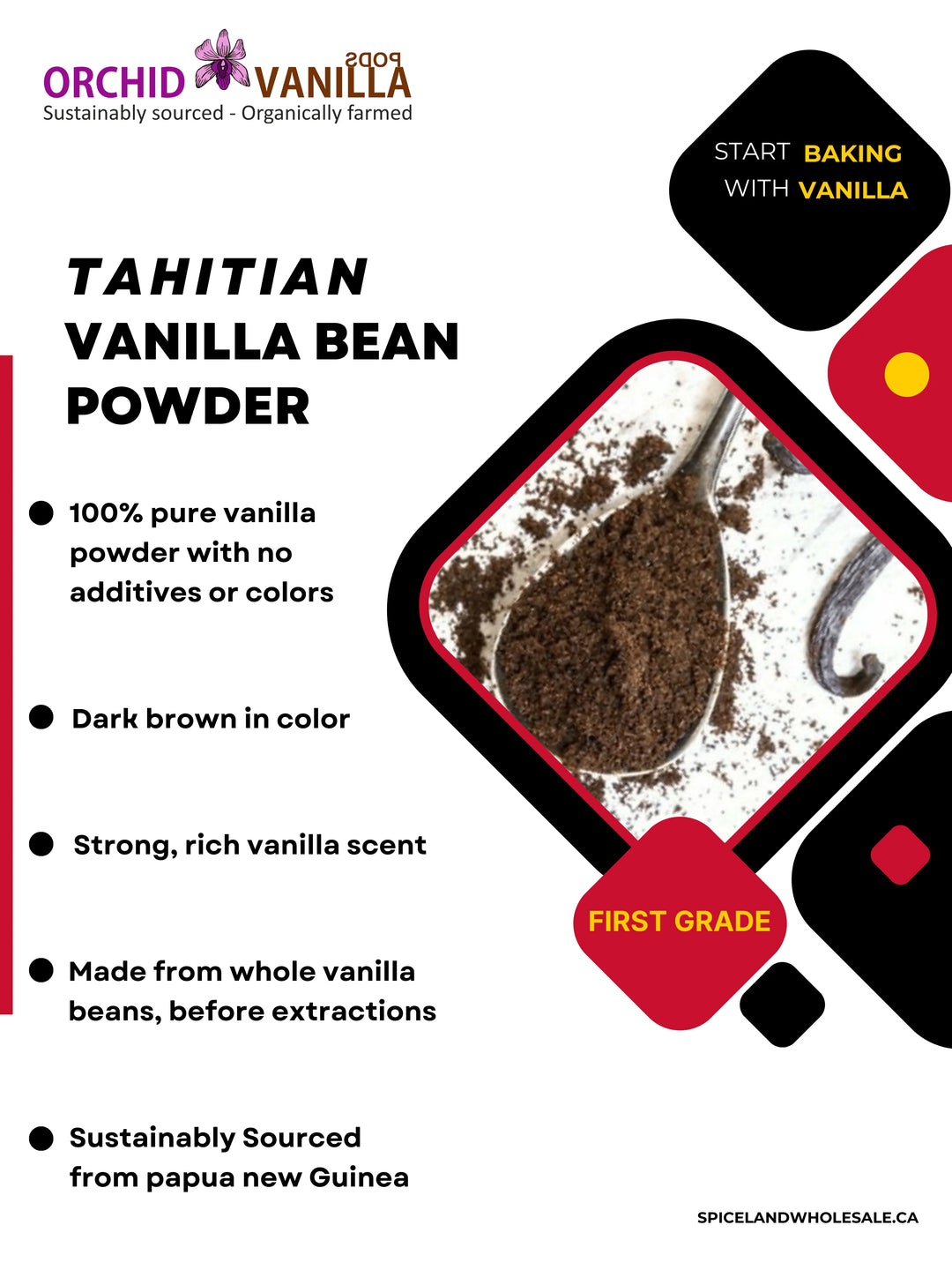 Tahitian Ground Vanilla Bean Powder <br> First Grade<BR>