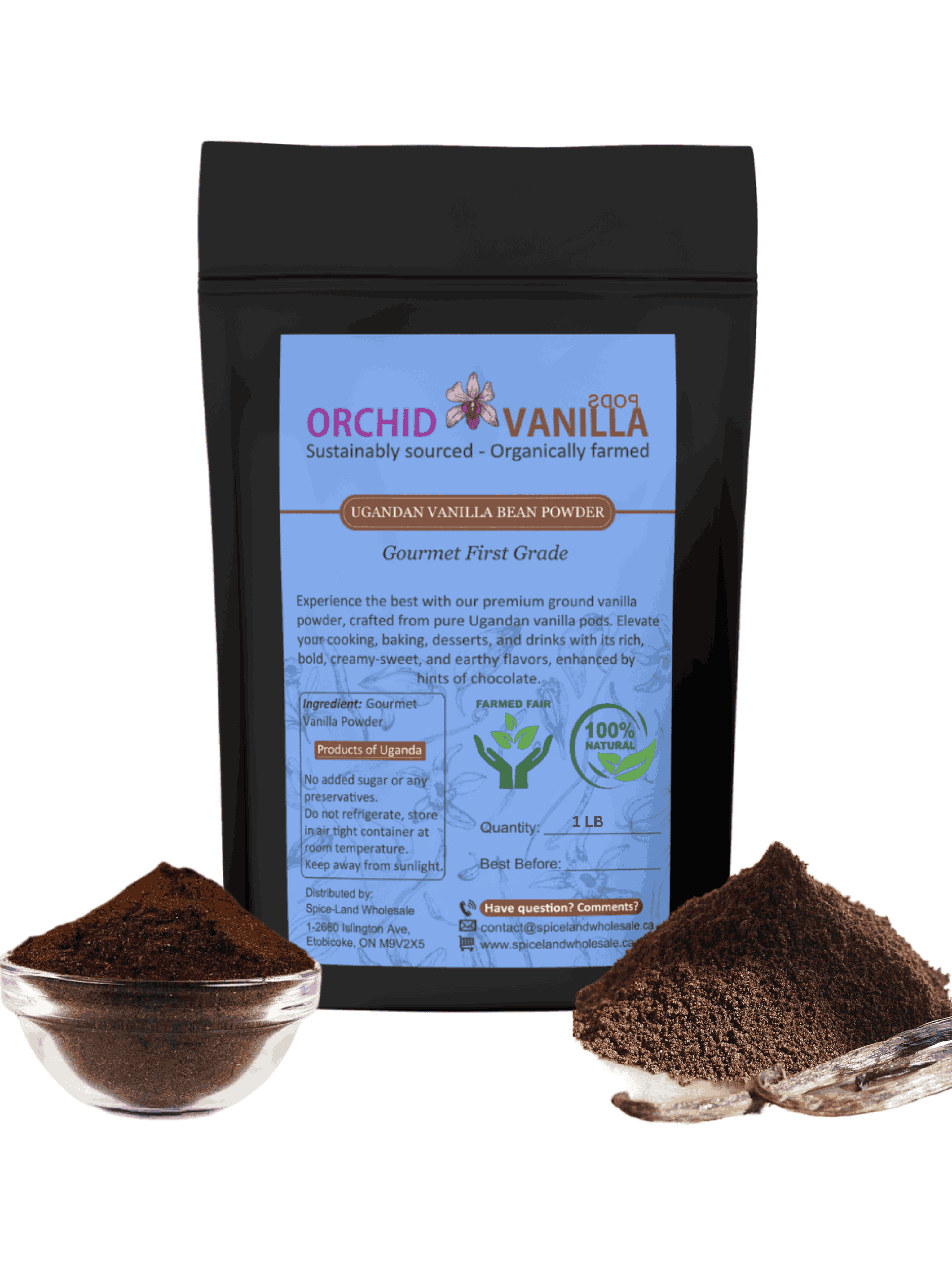 Ugandan Vanilla Bean Ground Powder Gourmet <br> First Grade<BR>