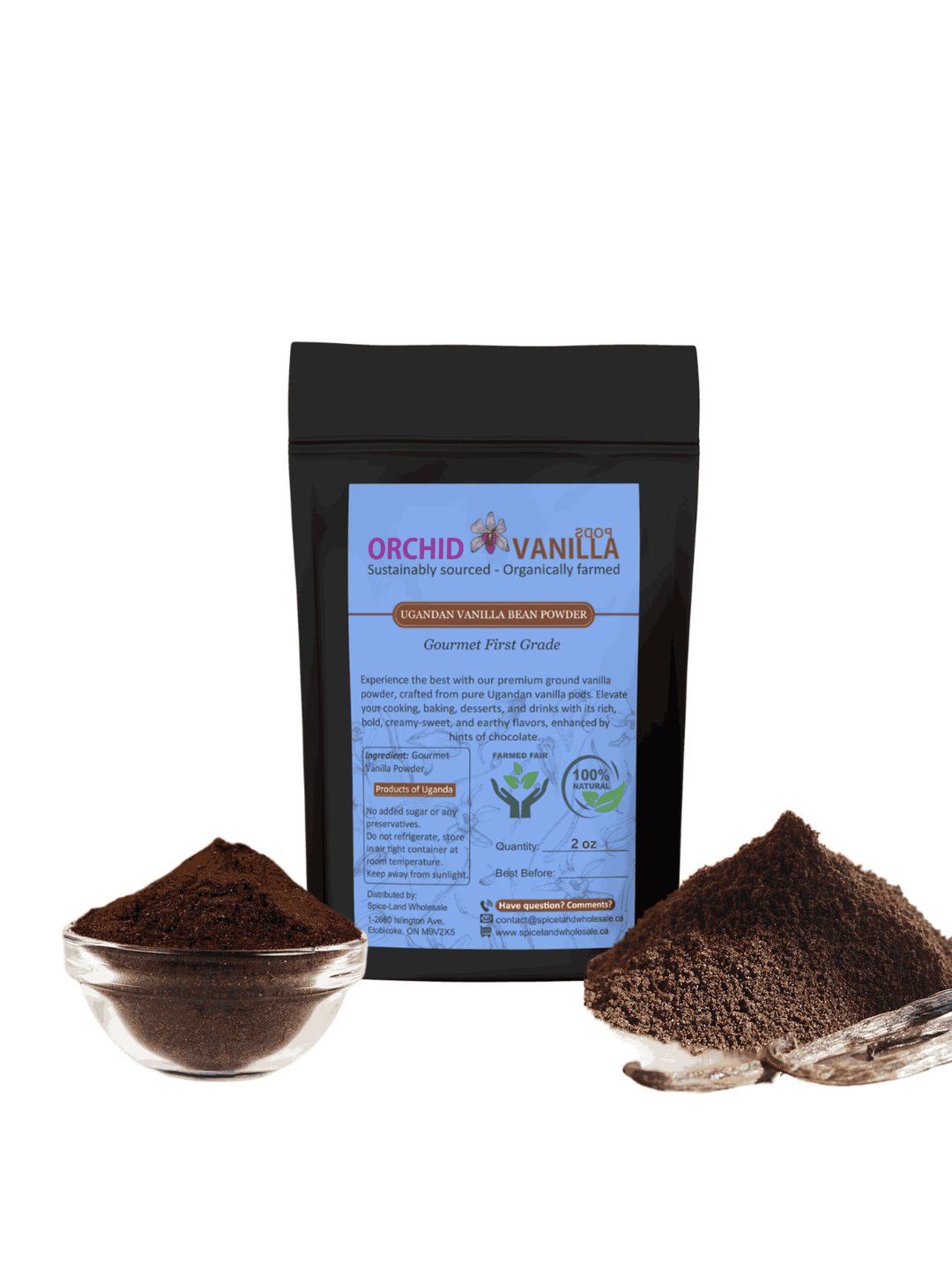 Ugandan Vanilla Bean Ground Powder Gourmet <br> First Grade<BR>