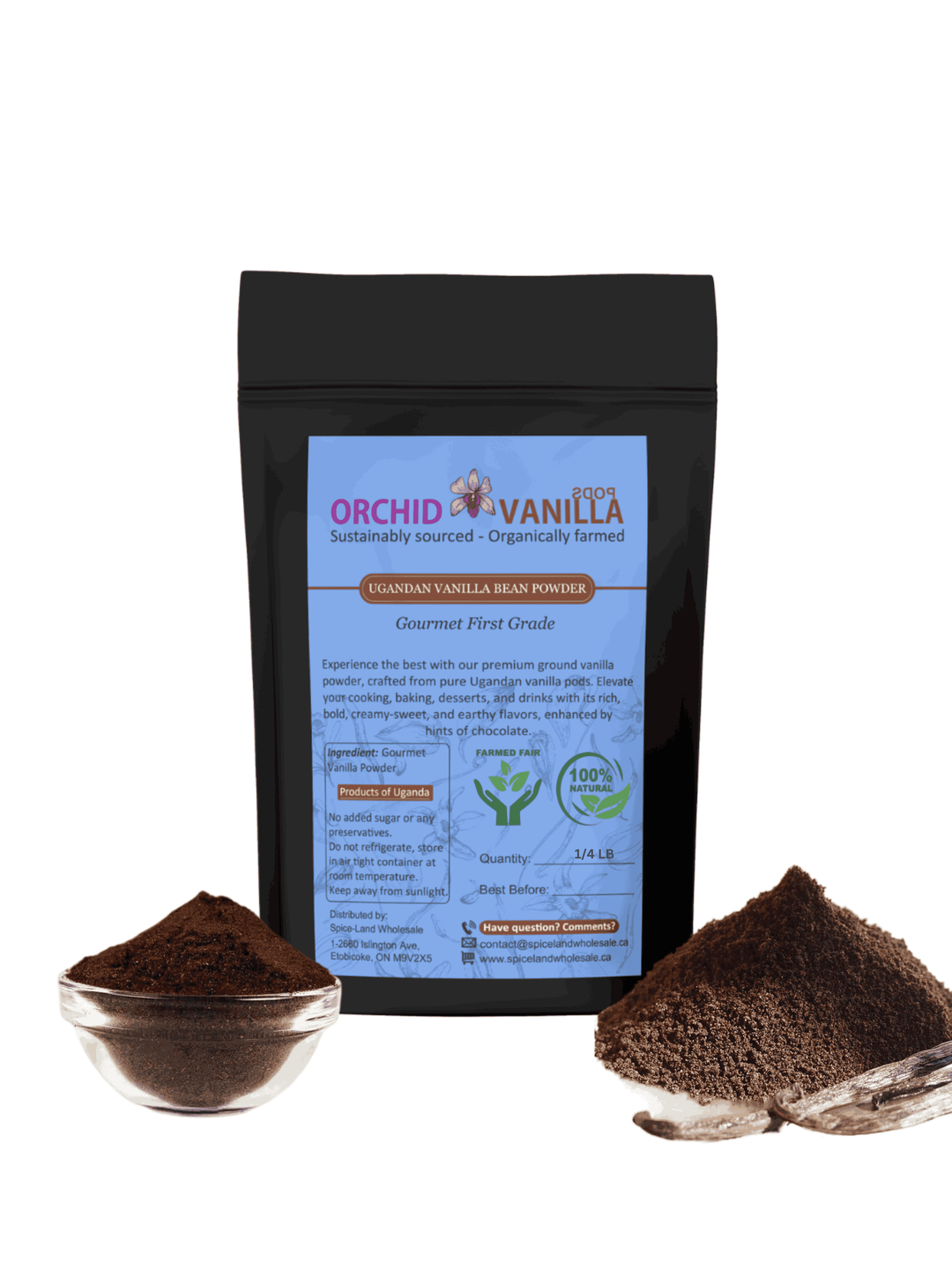 Ugandan Vanilla Bean Ground Powder Gourmet <br> First Grade<BR>