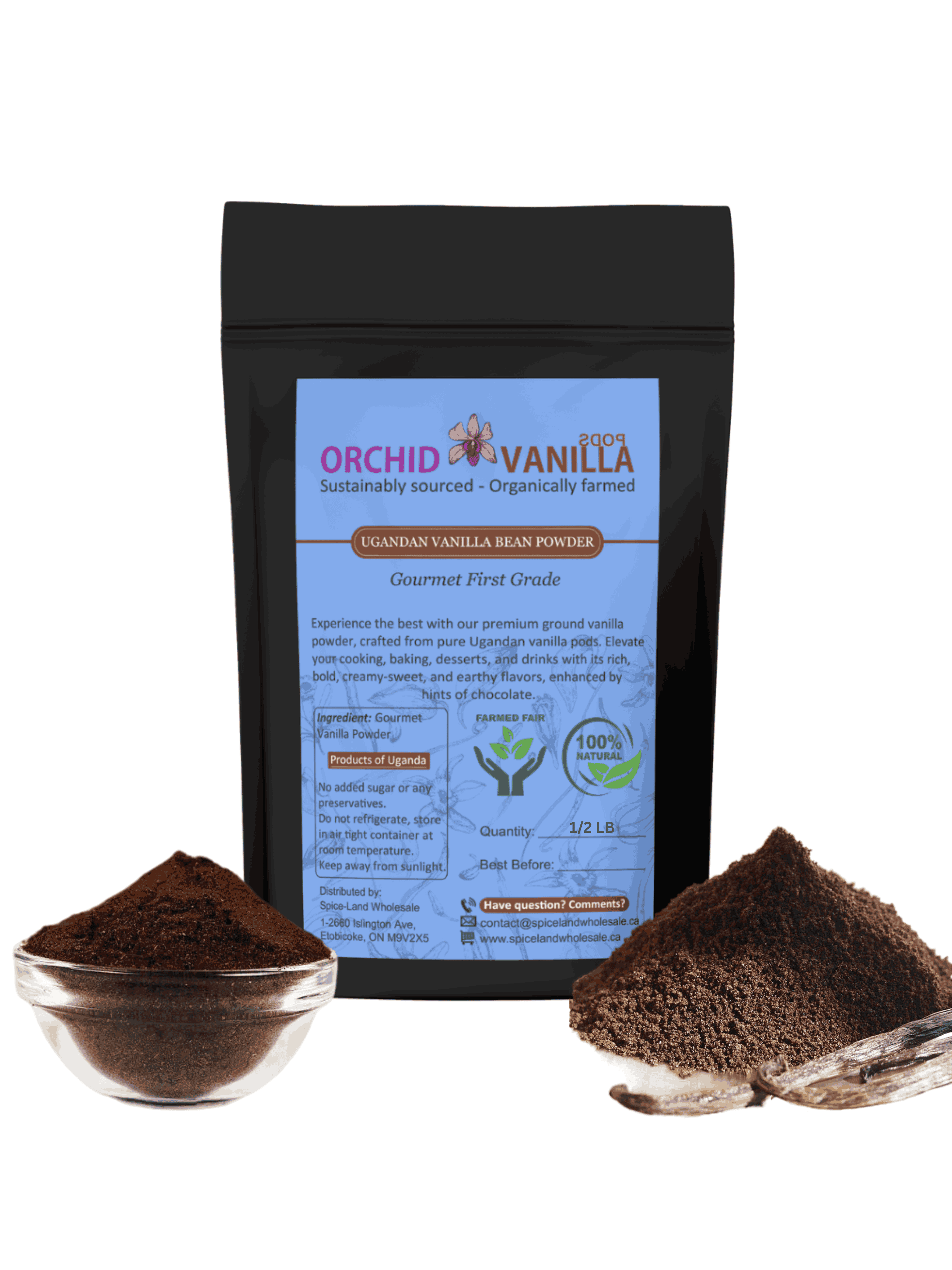 Ugandan Vanilla Bean Ground Powder Gourmet <br> First Grade<BR>