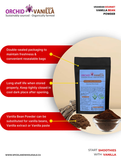 Ugandan Vanilla Bean Ground Powder Gourmet <br> First Grade<BR>